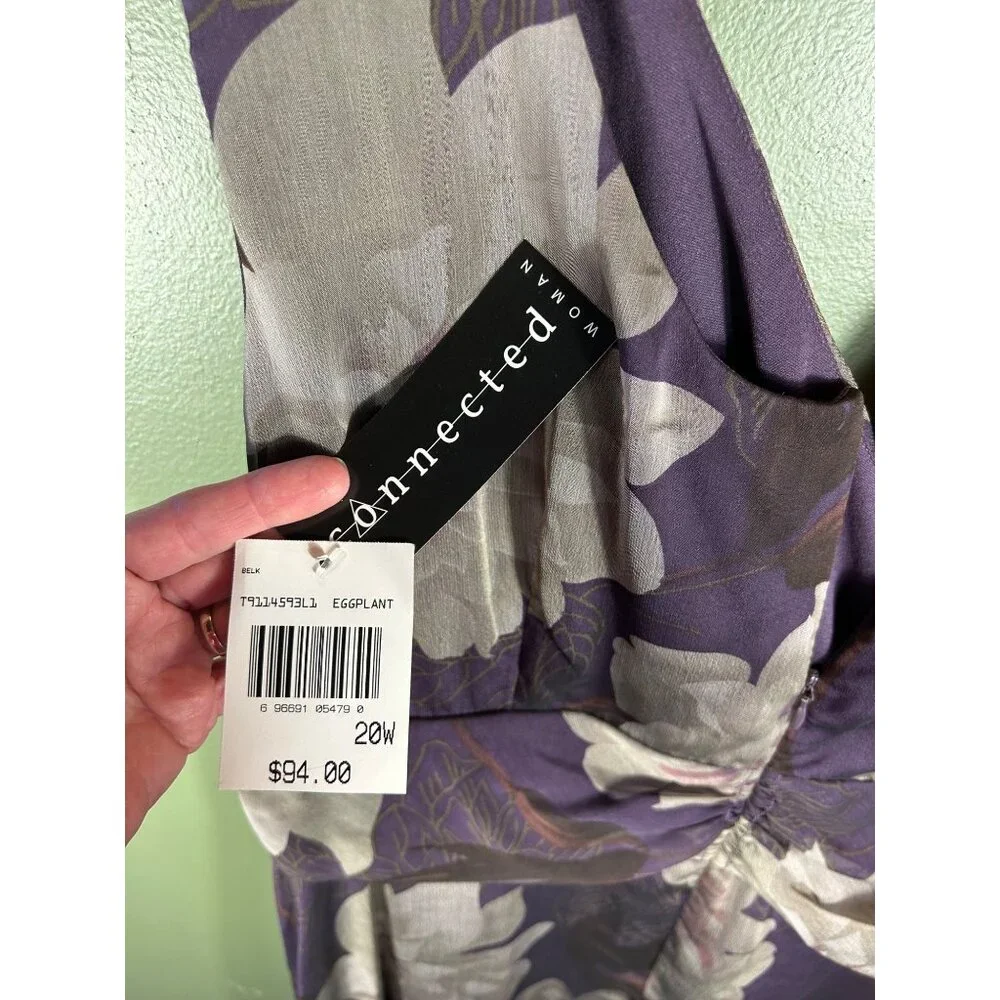 Purple Floral Sleeveless Dress With Empire Waist Size 20 W Easter Fairy - Picture 5 of 12
